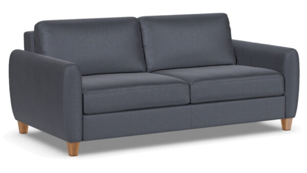 The Baris sofa in Bison Deep Blue by American Leather, available at Fraser Wood Elements in Fredericksburg, VA.