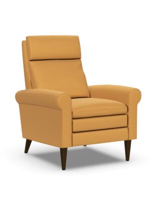 The Burke recliner in Bison Butterscotch by American Leather, available at Fraser Wood Elements in Fredericksburg, VA.