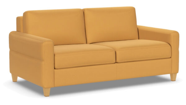 The Gramercy sofa in Bison Butterscotch by American Leather, available at Fraser Wood Elements in Fredericksburg, VA.