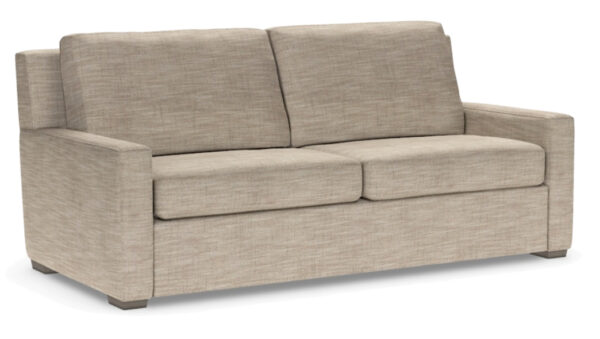 The Lyons sofa in Theo Mocha by American Leather, available at Fraser Wood Elements in Fredericksburg, VA.