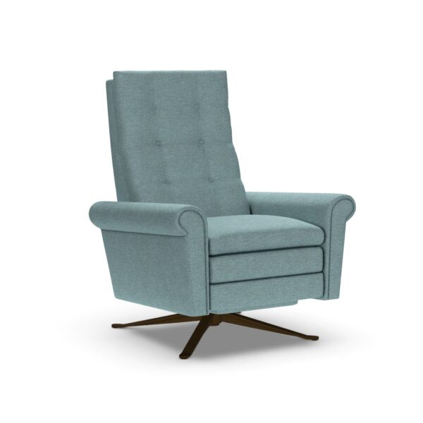 The Roman recliner in Archer Eucalyptus by American Leather, available at Fraser Wood Elements in Fredericksburg, VA.