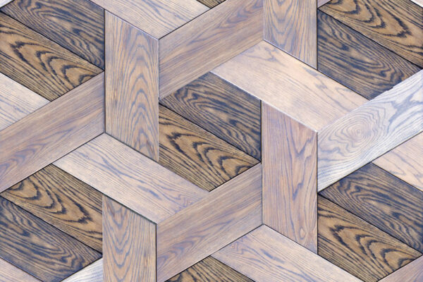 Wooden geometric wall coverings from the Variations collection by Jamie Beckwith, available at Fraser Wood Elements in Fredericksburg, VA.