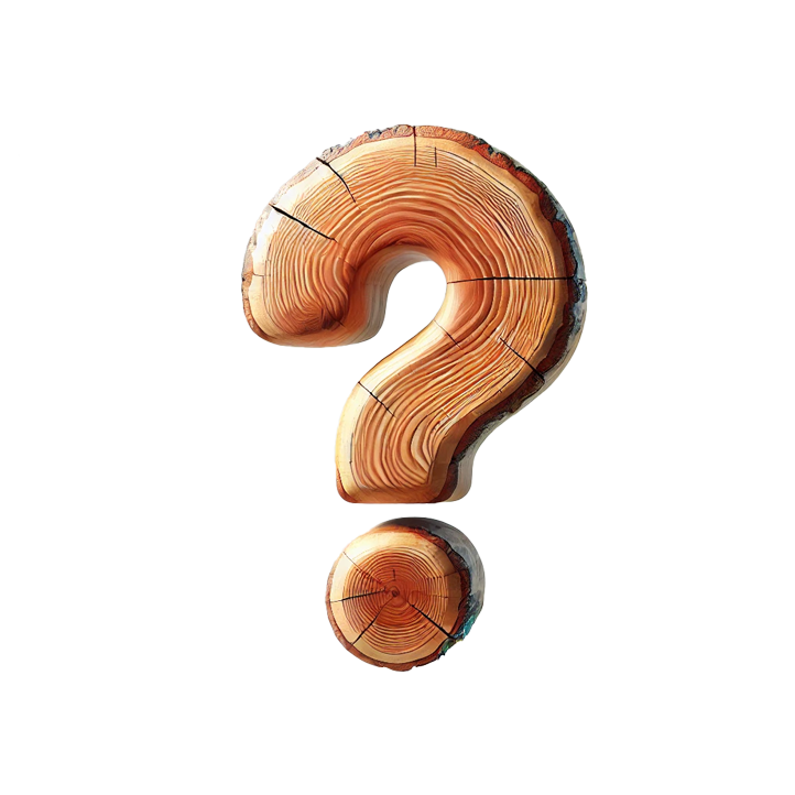 A wooden question mark representing the Contact Form for Fraser Wood Elements in Fredericksburg, VA