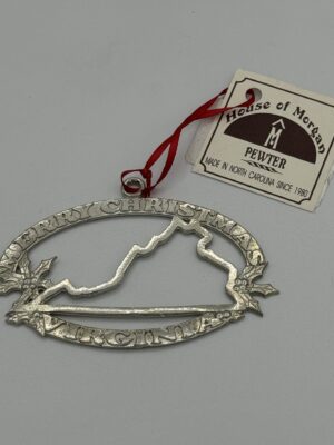 Merry Christmas Virginia Pewter Christmas Ornament